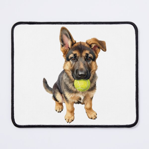 Item preview, German shepherd puppy with tennis ball designed and sold by WildArtIT.