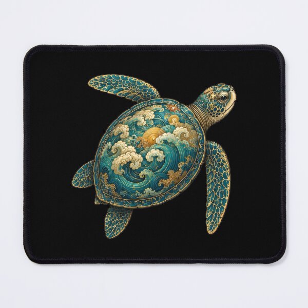 Item preview, Sea Turtle Gliding Through Waves | Ocean Jade Wave Art Collection designed and sold by Zaru Art Studio.