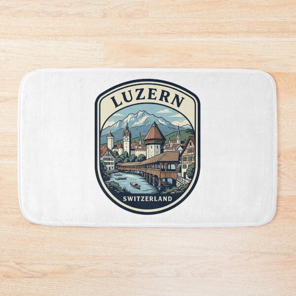 Item preview, Vintage Luzern Switzerland Chapel Bridge Mountain Badge designed and sold by k3rstman1.