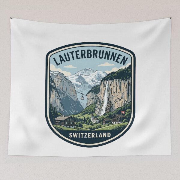 Item preview, Lauterbrunnen Switzerland Swiss Alps Vintage Travel Emblem designed and sold by k3rstman1.