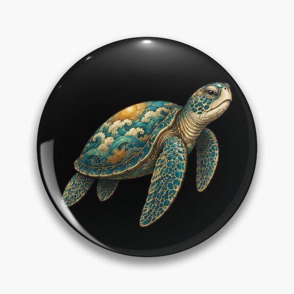 Item preview, Sea Turtle Swimming Side View | Ocean Jade Wave Art Collection designed and sold by Zaru Art Studio.
