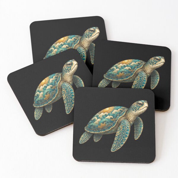 Item preview, Sea Turtle Swimming Side View | Ocean Jade Wave Art Collection designed and sold by Zaru Art Studio.