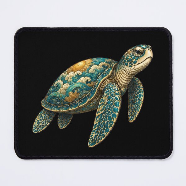 Item preview, Sea Turtle Swimming Side View | Ocean Jade Wave Art Collection designed and sold by Zaru Art Studio.
