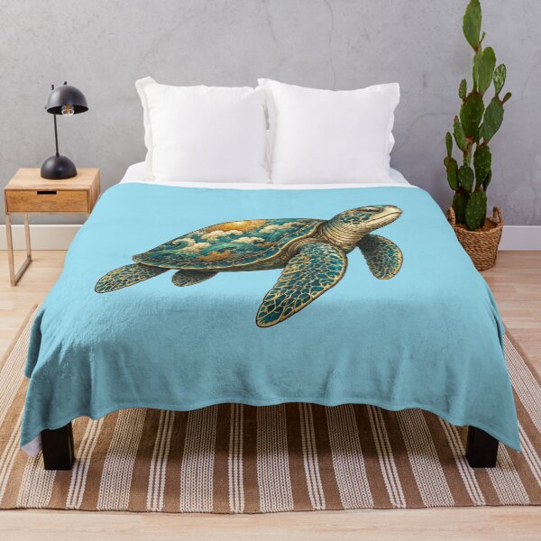 Item preview, Sea Turtle Swimming Side View | Ocean Jade Wave Art Collection designed and sold by Zaru Art Studio.