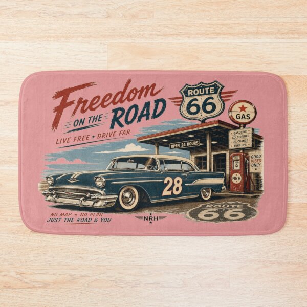 Item preview, Freedom On The Road Route 66 Vintage Classic Car Art designed and sold by Normandy Road Heritage™ - Vintage Garage Art.