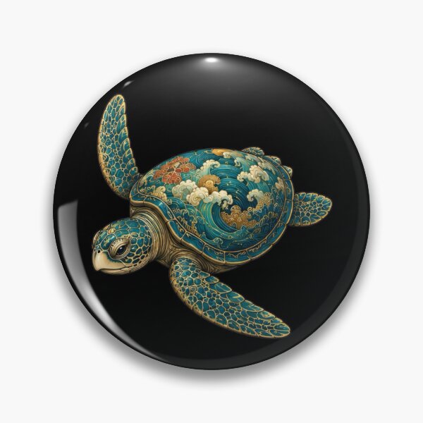 Item preview, Turtle Gliding Through Ocean Waves | Ocean Jade Wave Art Collection designed and sold by Zaru Art Studio.