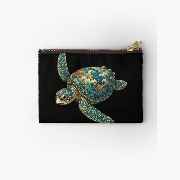Item preview, Turtle Gliding Through Ocean Waves | Ocean Jade Wave Art Collection designed and sold by Zaru Art Studio.