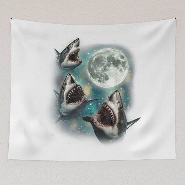 Item preview, Three Shark Moon  3 Great Whites Howling Wolfs Moon Parody For Men Women designed and sold by BrynleeLam.
