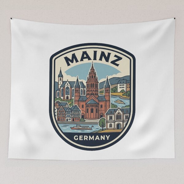 Item preview, Mainz Germany Vintage Skyline Travel Badge designed and sold by k3rstman1.