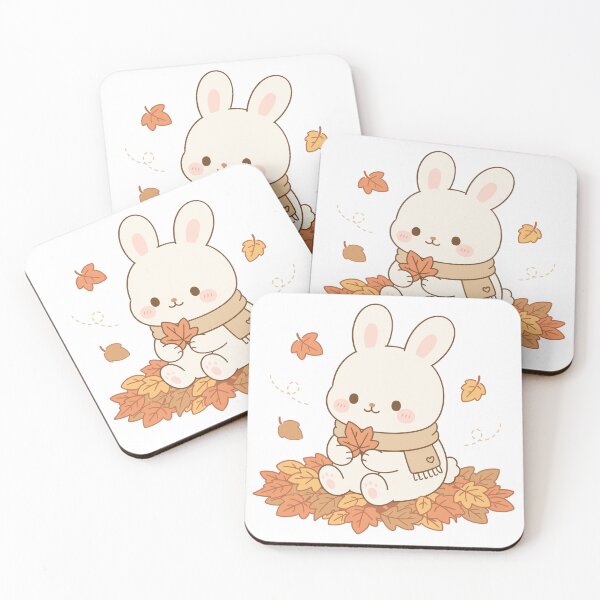 Item preview, Kawaii Bunny Autumn Leaves Illustration designed and sold by daldadesign.