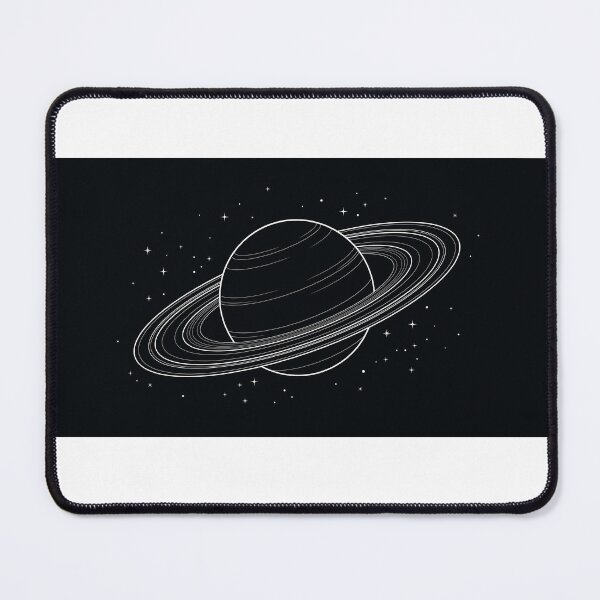 Item preview, Minimalist Saturn and Stars - Dark Celestial Line Art designed and sold by MissoStudio.