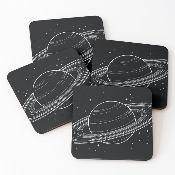 Item preview, Minimalist Saturn and Stars - Dark Celestial Line Art designed and sold by MissoStudio.