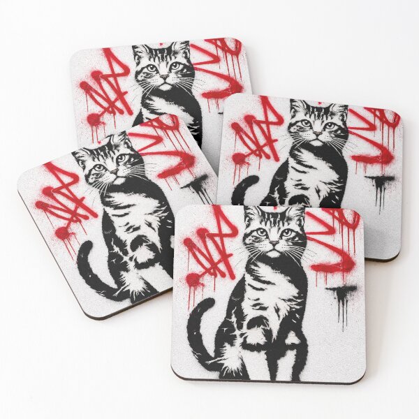 Item preview, Black White Graffiti Cat Poster designed and sold by NordenPosters.