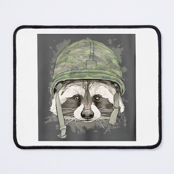 Item preview, Raccoon Soldier Camo Helmet Funny Animal Art ⭐⭐⭐⭐⭐ designed and sold by Michelle Mcbride.