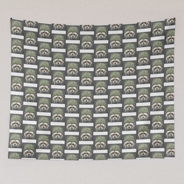 Item preview, Raccoon Soldier Camo Helmet Funny Animal Art ⭐⭐⭐⭐⭐ designed and sold by Michelle Mcbride.