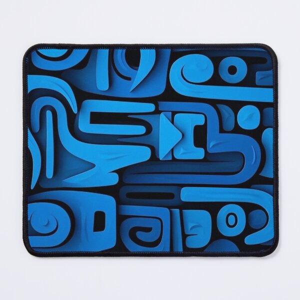 Item preview, 3D Blue Mayan Tribal Carving Pattern Modern Abstract Glyphs Tags (Теги — через кому) designed and sold by LYAN-STORE.