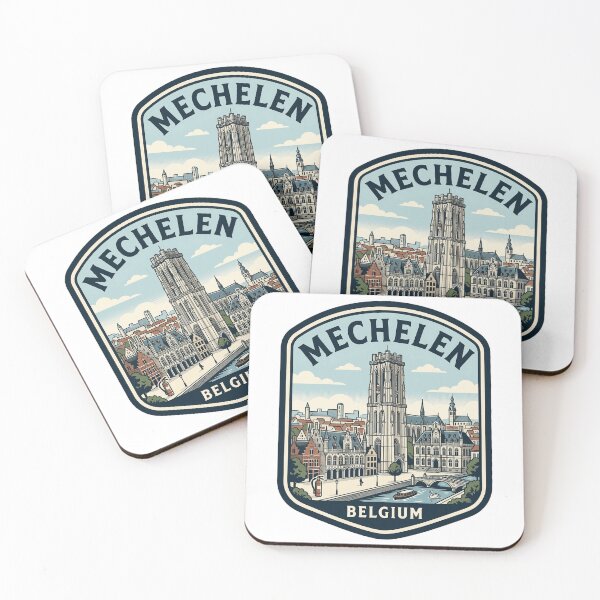 Item preview, Vintage Mechelen Belgium Cityscape Travel Badge designed and sold by k3rstman1.