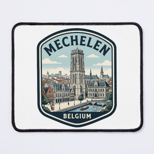 Item preview, Vintage Mechelen Belgium Cityscape Travel Badge designed and sold by k3rstman1.