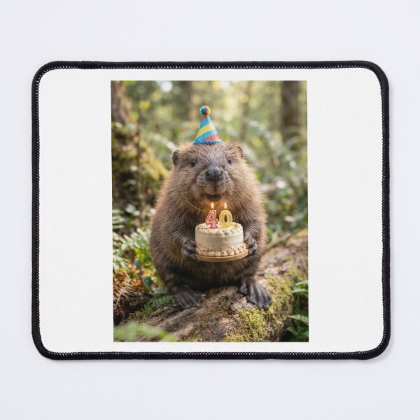 Item preview, Beaver 40th birthday cute adorable cake party baby kawaii designed and sold by CheeseBlueprint.