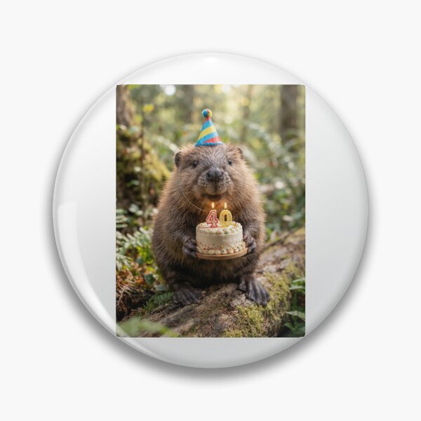 Item preview, Beaver 40th birthday cute adorable cake party baby kawaii designed and sold by CheeseBlueprint.