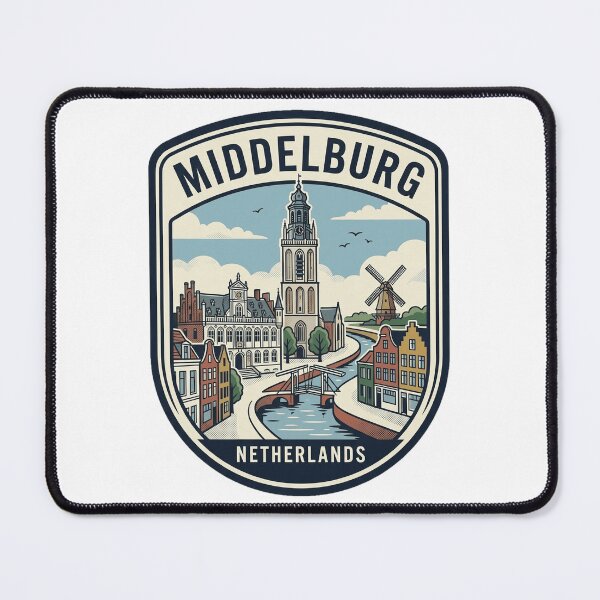 Item preview, Vintage Middelburg Netherlands Travel Badge Cityscape designed and sold by k3rstman1.
