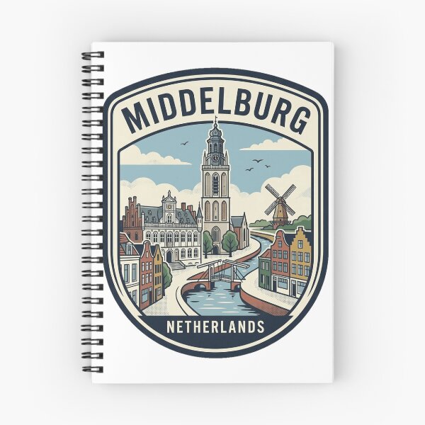 Item preview, Vintage Middelburg Netherlands Travel Badge Cityscape designed and sold by k3rstman1.