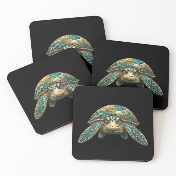 Item preview, Turtle Swimming Toward You | Ocean Jade Wave Art Collection designed and sold by Zaru Art Studio.
