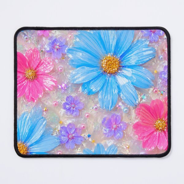 Item preview, Crystal Daisy Dream – Blue Pink Purple Glitter Floral Pattern – Kawaii Girls Art Print designed and sold by @SHINTOSARTSTORE.