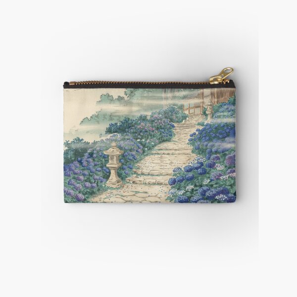 Item preview, Hokusai Inspired Hydrangea Temple Path – Japanese Ukiyo-e Blue Hydrangea Garden Wall Art designed and sold by Tamas Das.