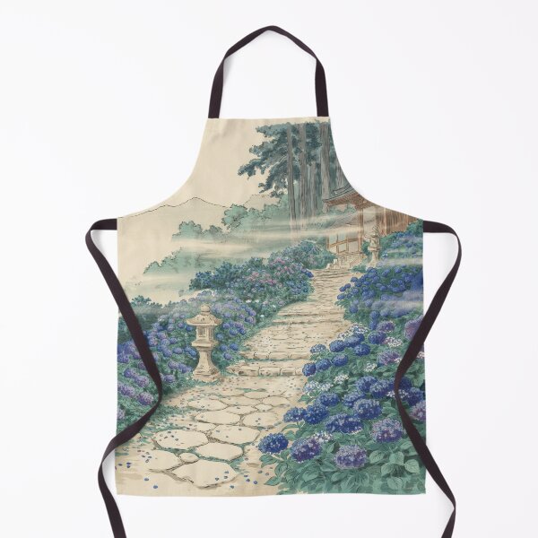Item preview, Hokusai Inspired Hydrangea Temple Path – Japanese Ukiyo-e Blue Hydrangea Garden Wall Art designed and sold by Tamas Das.