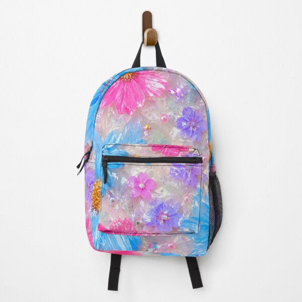 Item preview, Crystal Daisy Dream – Blue Pink Purple Glitter Floral Pattern – Kawaii Girls Art Print designed and sold by @SHINTOSARTSTORE.