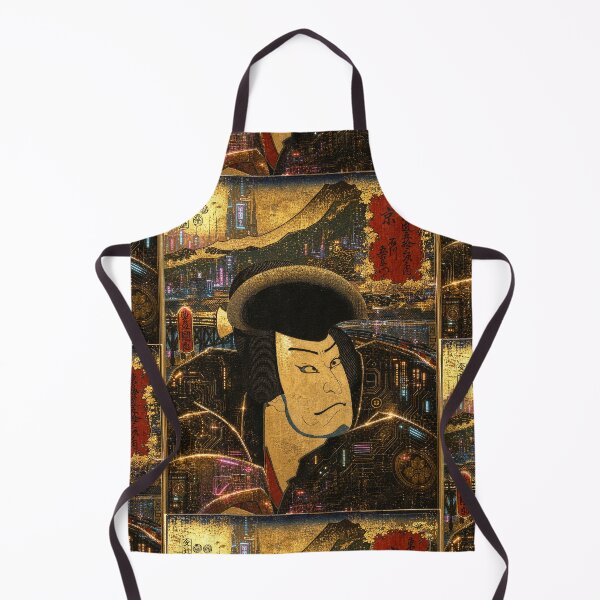 Item preview, Cyberpunk Ukiyo-e Samurai Kabuki | Golden Tokyo Nightscape | Japanese Warrior Art designed and sold by RhymeArc.