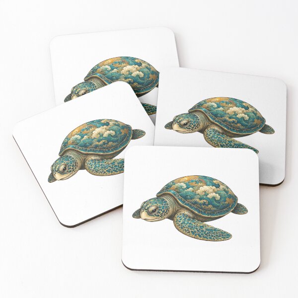 Item preview, Resting Sea Turtle | Ocean Jade Wave Art Collection designed and sold by Zaru Art Studio.