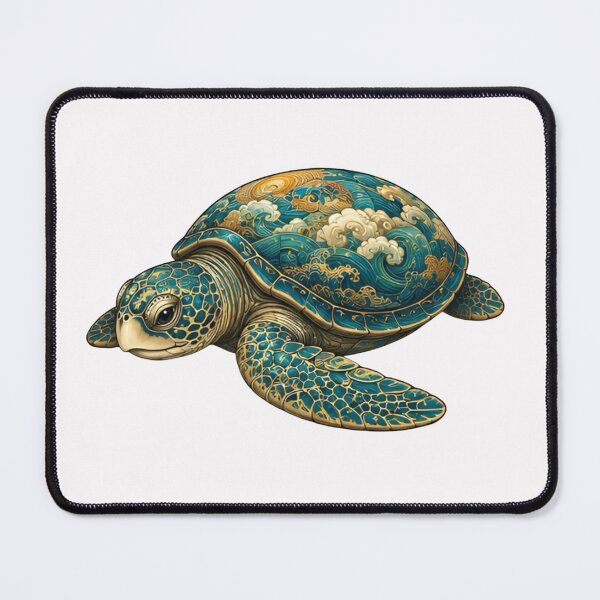 Item preview, Resting Sea Turtle | Ocean Jade Wave Art Collection designed and sold by Zaru Art Studio.