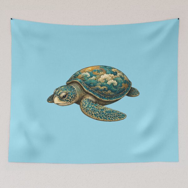 Item preview, Resting Sea Turtle | Ocean Jade Wave Art Collection designed and sold by Zaru Art Studio.
