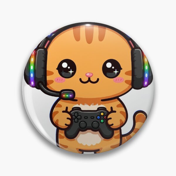 Artikelvorschau, Niedliche orangefarbene Katzen-Gamerin mit RGB-Headset entworfen und verkauft von Petringo.