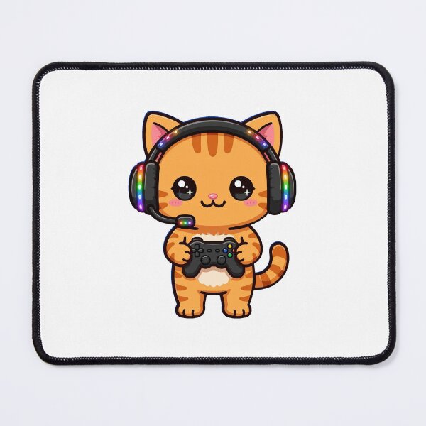 Item preview, Cute Orange Cat Gamer With RGB Headset designed and sold by Petringo.
