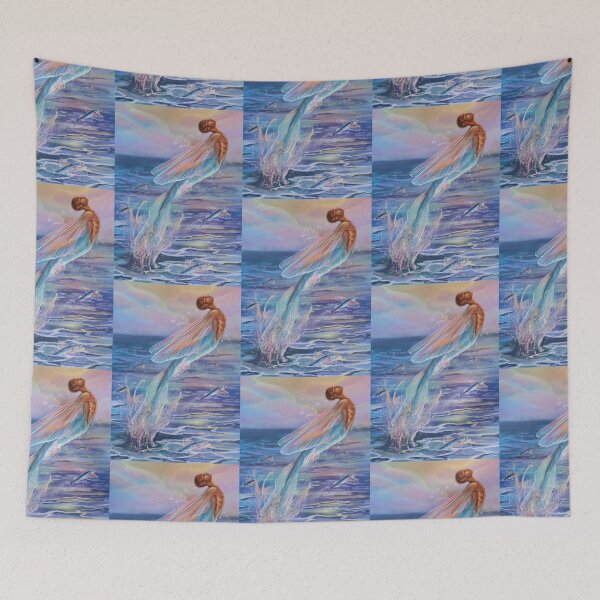 Item preview, Flying Fish Merman – Magical Ocean Fantasy Illustration designed and sold by SaskiaFranken.