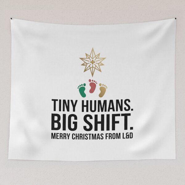 Item preview, Tiny Humans Big Shift Merry Christmas From L&D Nurse Baby Footprints Star designed and sold by raedattia.
