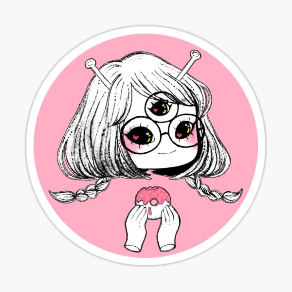 Alien Girl Foodie Sticker
