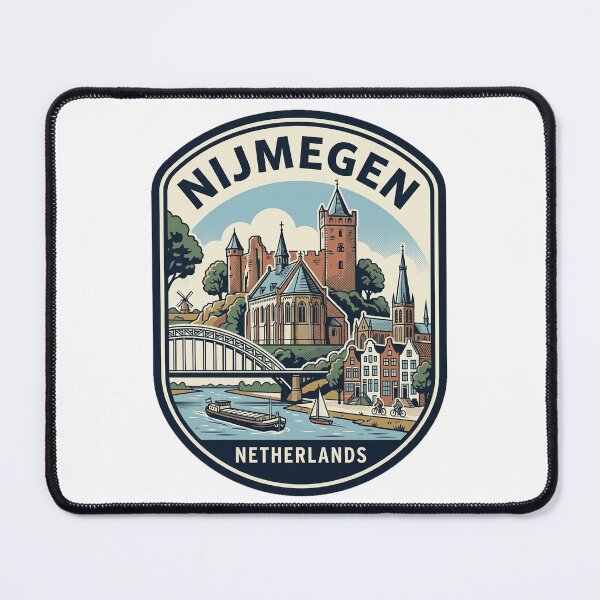 Item preview, Vintage Nijmegen Netherlands Travel Badge City Skyline designed and sold by k3rstman1.
