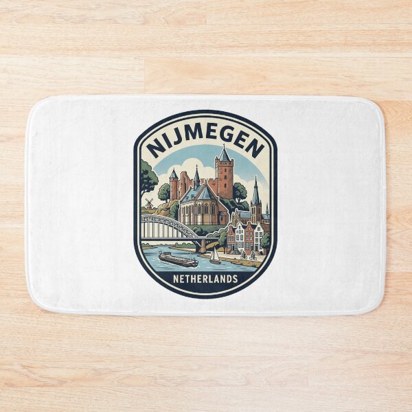 Item preview, Vintage Nijmegen Netherlands Travel Badge City Skyline designed and sold by k3rstman1.