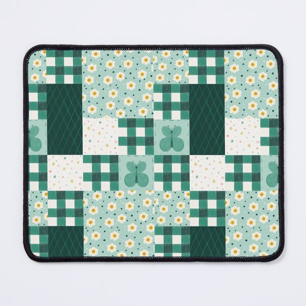 Item preview, Cottagecore Patchwork Butterfly Emerald Green Daisy Pattern designed and sold by Angie-Atelier.