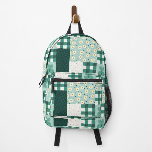 Item preview, Cottagecore Patchwork Butterfly Emerald Green Daisy Pattern designed and sold by Angie-Atelier.