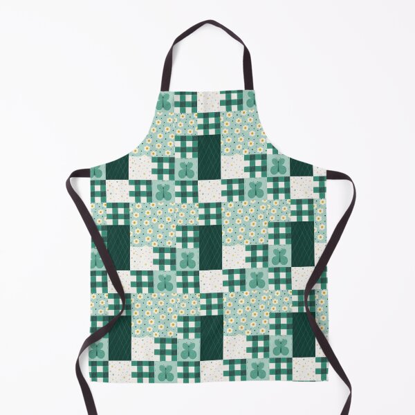 Item preview, Cottagecore Patchwork Butterfly Emerald Green Daisy Pattern designed and sold by Angie-Atelier.