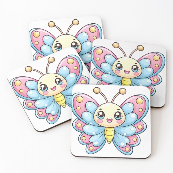 Item preview, Cute Kawaii Butterfly Cartoon | Colorful Pink and Blue Butterfly Design designed and sold by Aedition.