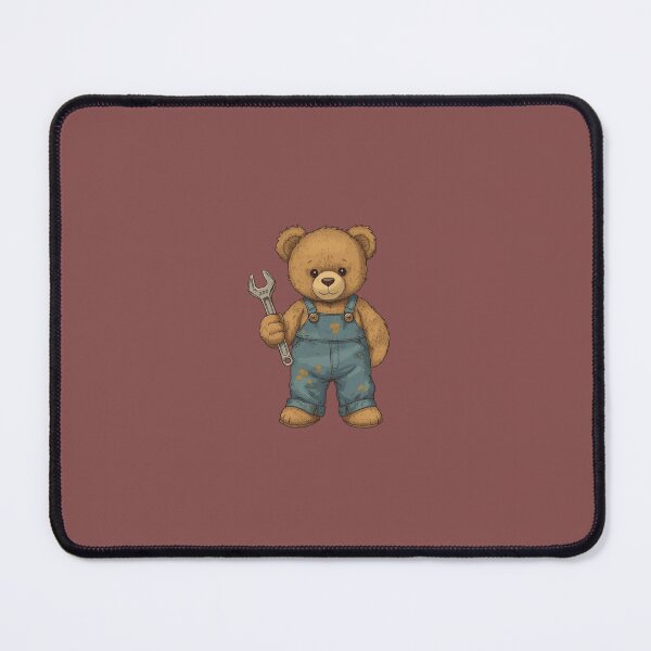 Item preview, Cute Mechanic Teddy Bear - Handyman Bear in Denim Overalls with Wrench designed and sold by Adhdbrainstudio.