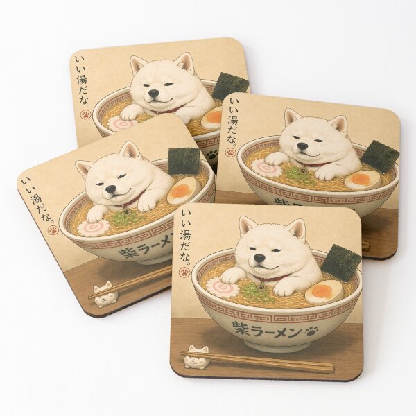 Item preview, White Shiba Inu Ramen Bath designed and sold by YUKI JAPAN.