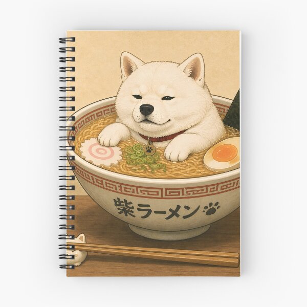Item preview, White Shiba Inu Ramen Bath designed and sold by YUKI JAPAN.