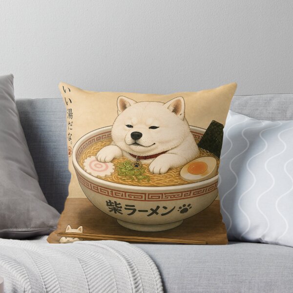 Item preview, White Shiba Inu Ramen Bath designed and sold by YUKI JAPAN.